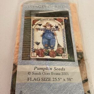 Images In Art Pumpkin Seeds Scarecrow Flag 25.5”X38” Fall Autumn Harvest Vtg